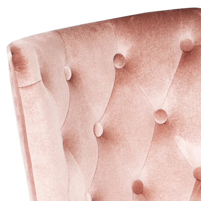 Elise Tufted Vanity Chair with Velvet Armless Cushion Seat, 360 Degree Swivel Chair for Makeup, Pink