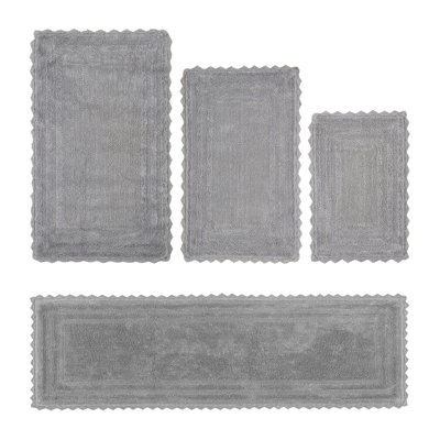 Rasika 100% Cotton Tufted 4  Piece Bathroom Rug Set, Reversible, Super Absorbent & Extra Soft Machine Washable Bath Rug Ideal for Shower & Tub Areas