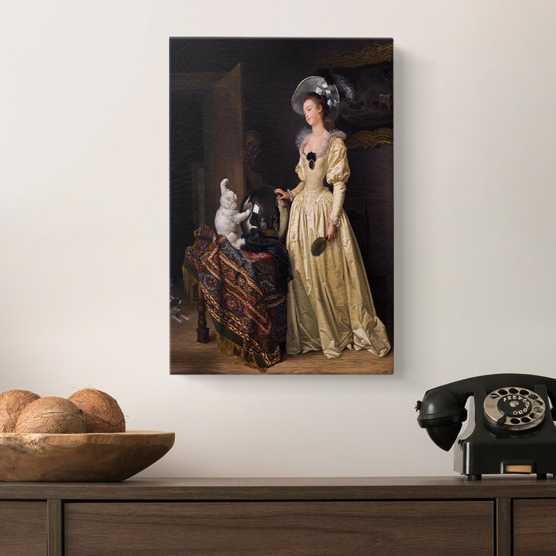 Le chat Angora - toile tendue par Jean-Honoré Fragonard et Marguerite Gérard, 8 x 12