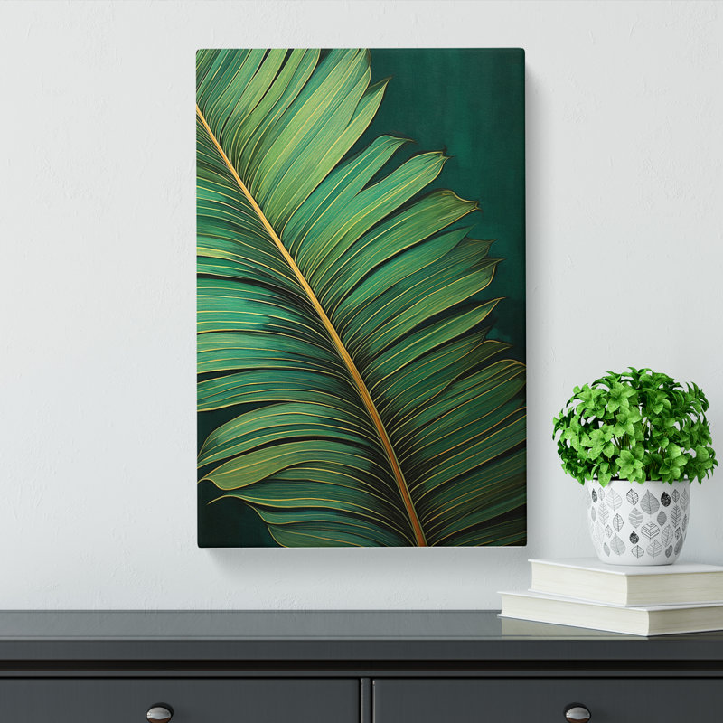 Palm Leaf Tachisme - Wrapped Canvas Print, 50cm H x 35cm W x 3cm D