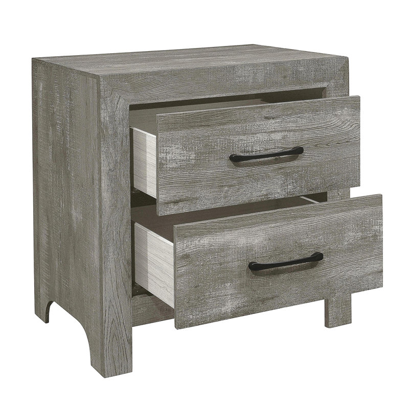 Table de chevet 1 pièce à 2 tiroirs Country Style Grey, Gris
