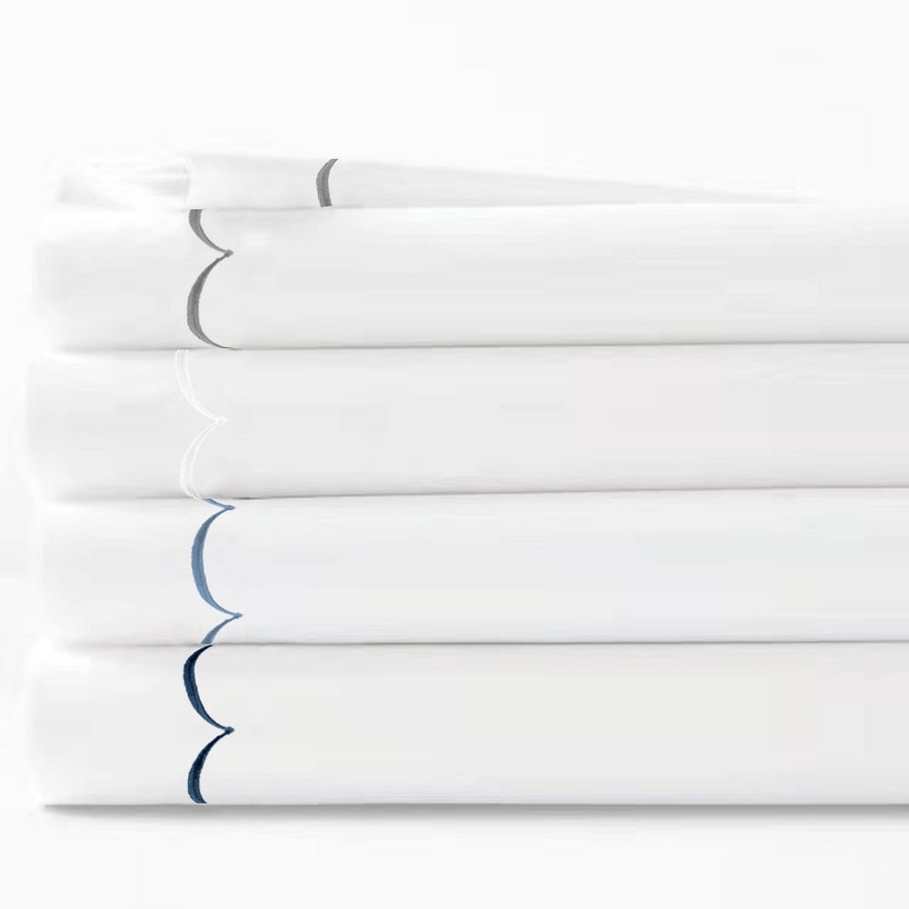 Camillo Cotton Sheet Set, Full Sheet Set + Fitted Sheet + 2 Pillowcases, White