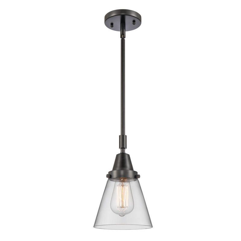Luminaire suspendu conique 1 lumière Xaniah, Transparent, H 42,12 po x l 6 po x P 6 po, Noir mat
