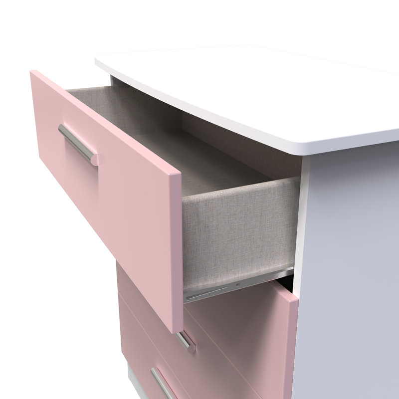Fully Assembled Letoya 4 - Drawer Chest of Drawers, Kobe Pink/White
