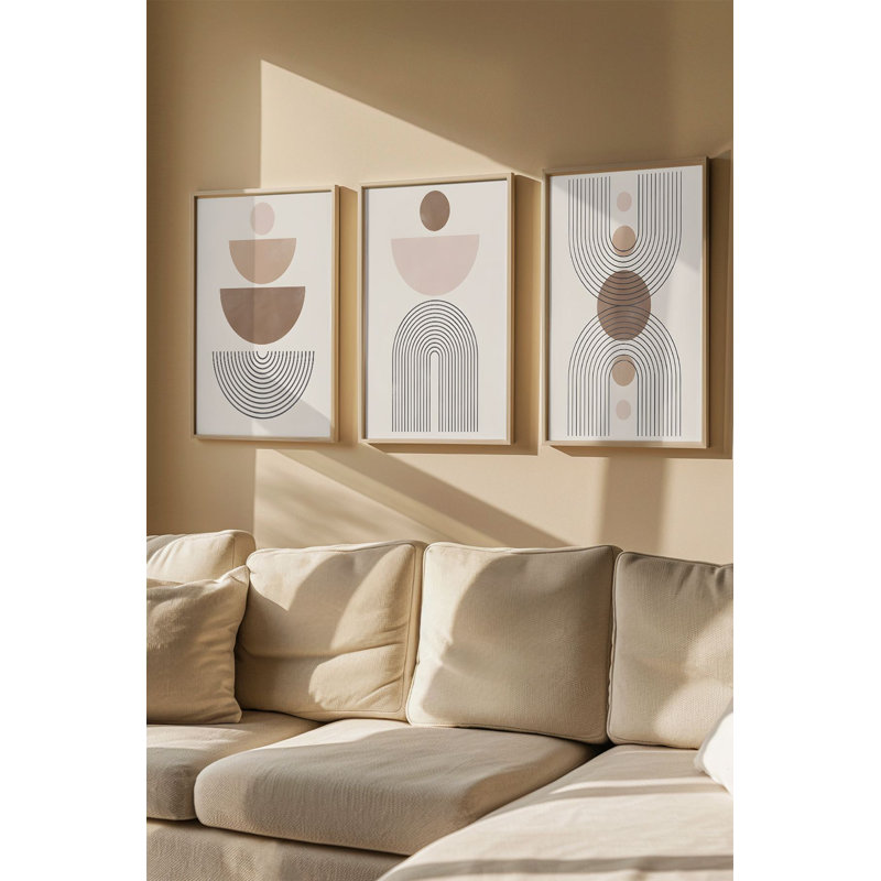 Élégant ensemble de peintures en panneau de fibres à densité moyenne encadrées (3 pièces), 13,0 x 19,0 po chacune | Cadre 100% bois massif (0,8 po d'épaisseur) | Impression numérique éclatante | Parfait pour le salon, la chambre à coucher ou le bureau, design élégant et moderne