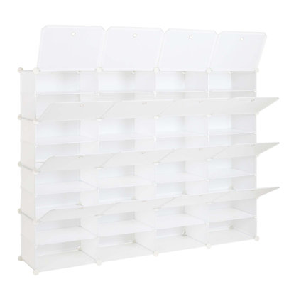 Armoire de rangement portative à 8 niveaux pour 64 paires de chaussures à 32 grilles