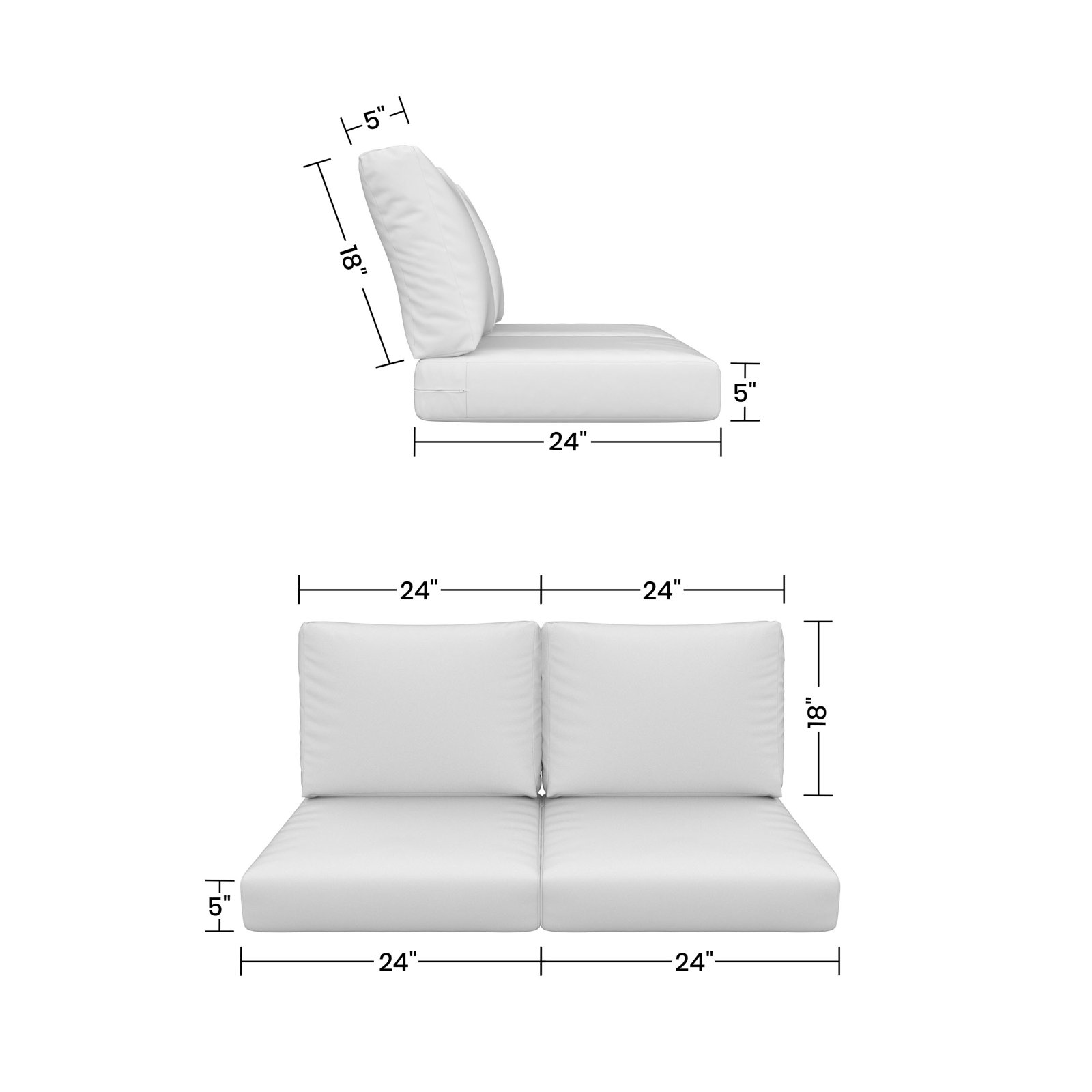 24" Sunbrella® Loveseat Seat and Back Cushion, Canvas Natural Sunbrella® Canvas