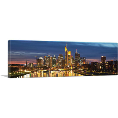 Francfort, Allemagne, coucher de soleil, horizon panoramique, reproduction de photo panoramique sur toile tendue
