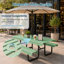 Tables de patio commerciales vertes, table de pique-nique en métal de 72 pouces, salle à manger extérieure moderne