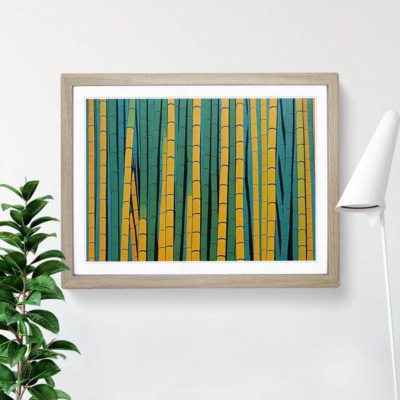 Unbeatable Abstract Bamboo Forest - Framed Print, 25cm H x 34cm W x 2cm D, Oak Framed
