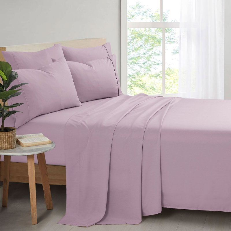Ensemble de draps en bambou et rayonne avec taies d'oreiller, Lavande, Ensemble de draps pour très grand lit + 5 pièces