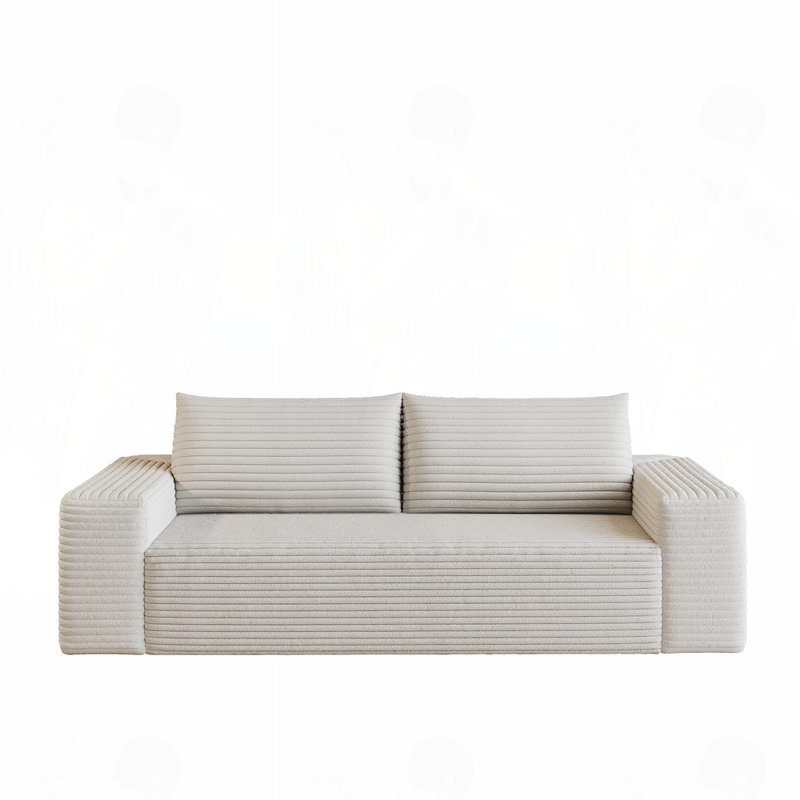 Tissu en velours côtelé désossé, sièges profonds, Blanc
