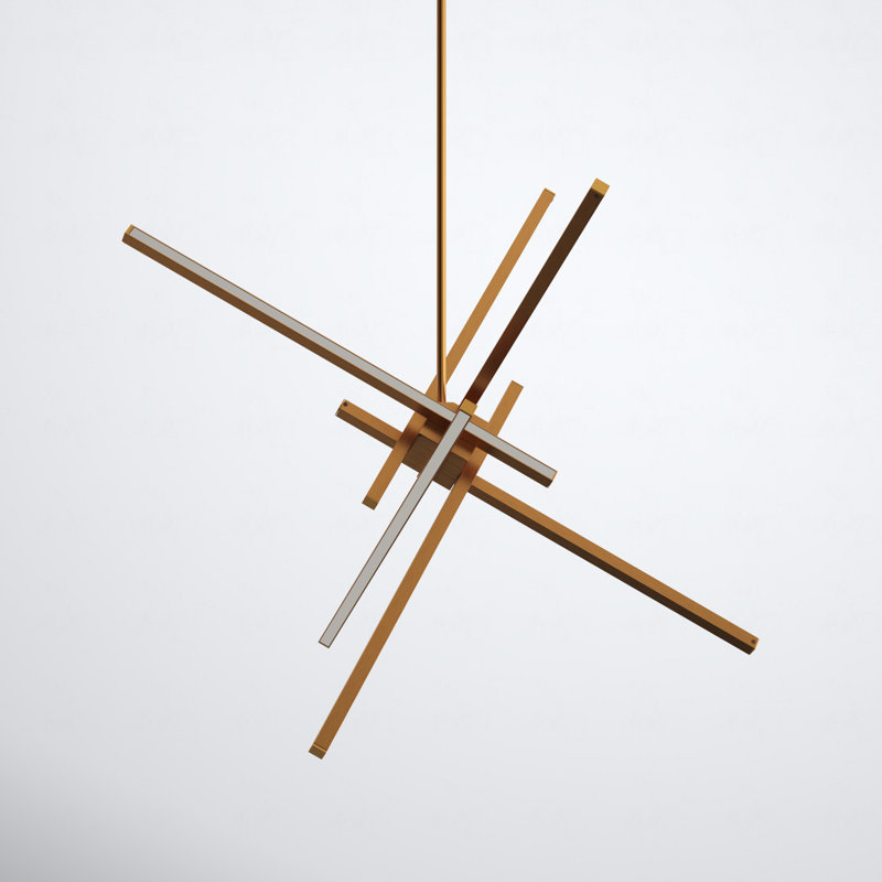 Rochelle 6-Light Sputnik Dimmable Integrated LED Pendant, Aged Brass, 29"
