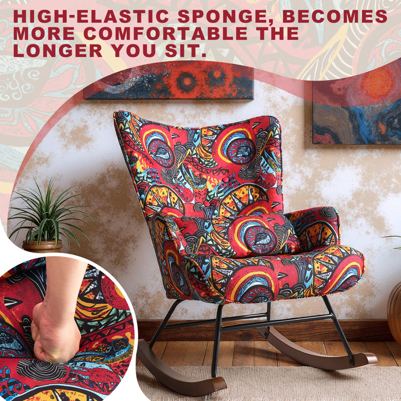 Marita Solid Wood Rocking Chair, Red Sun