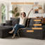 Canapé modulaire rembourré de 96,46 po de largeur avec siège très profond et 2 coussins, pour un salon, une chambre à coucher ou un appartement-1542716786-1542716781