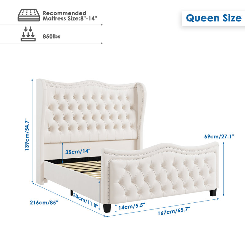 Metter Upholstered Wingback Bed