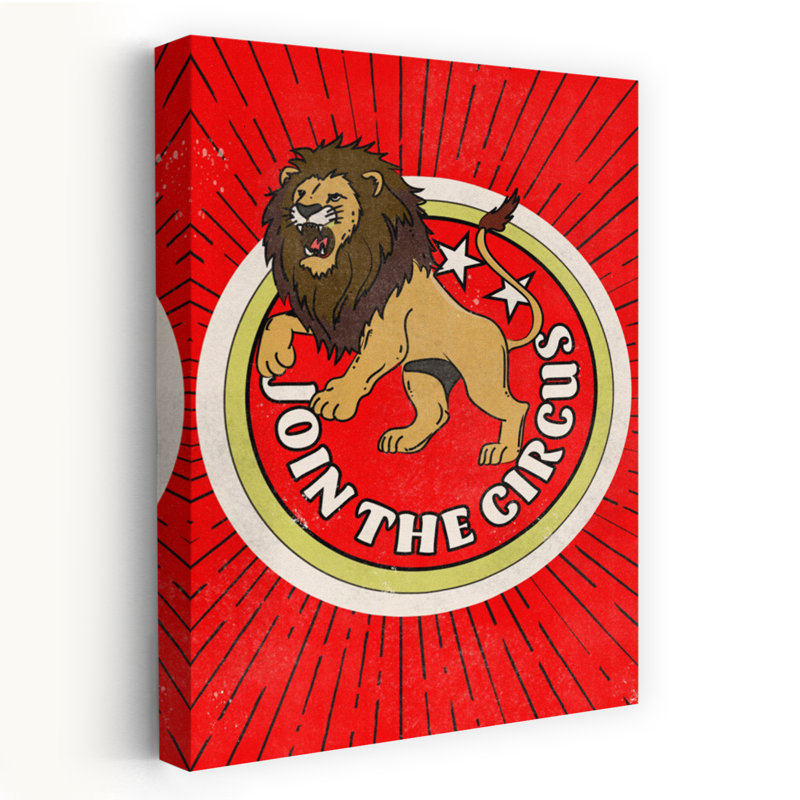Contemporary Art Bold Classic Retro Lion Architecture Landscape Wall Art - Wrapped Canvas Print, 45.72cm H x 30.48cm W