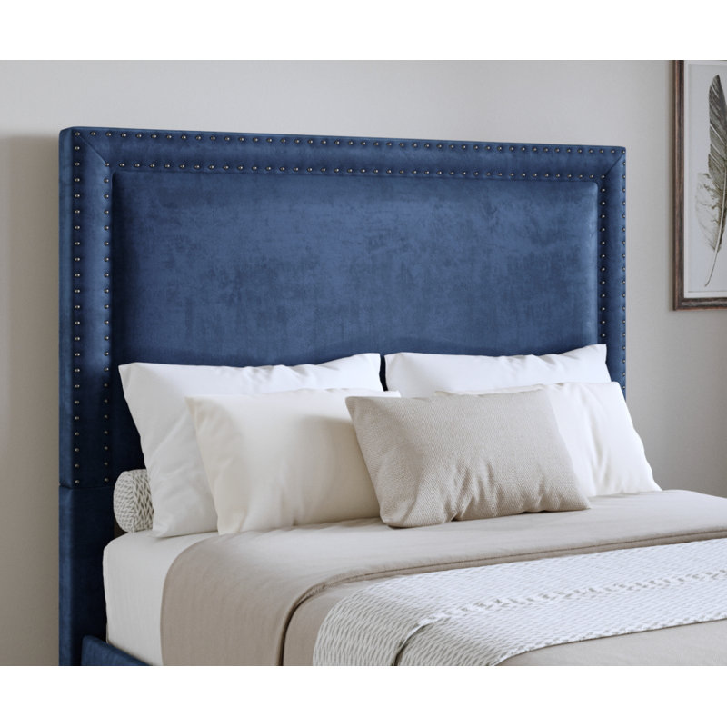 Murl Upholstered Panel Headboard, Queen, Navy