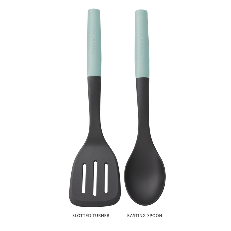Aqua and Black Nylon Spoon and Turner Set