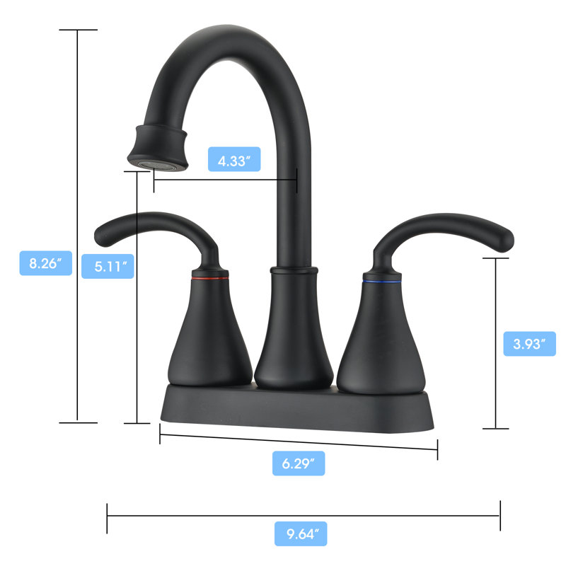 Centerset 2-handle Bathroom Faucet with Drain Assembly, Matte Black