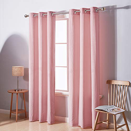 Room Darkening Curtain Pair, Pink, 38" W x 16" L