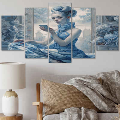 Gracious Elegant Beauty On Social Media - Cyberpunk Woman Canvas Print - 5 Panels