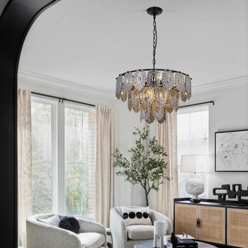 Retha 23.5" Modern 8 - Light Dimmable Tiered Chandelier with Mirrored  Glass Shades  