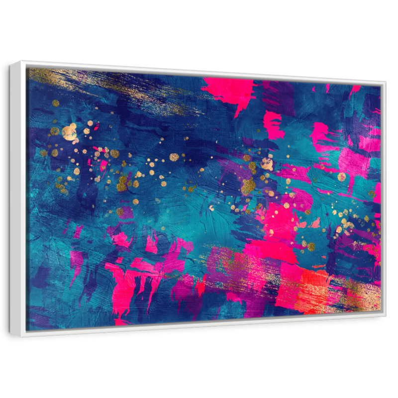 Bleu, magenta, fausley, Cadre flottant blanc, 40 po x 27 po