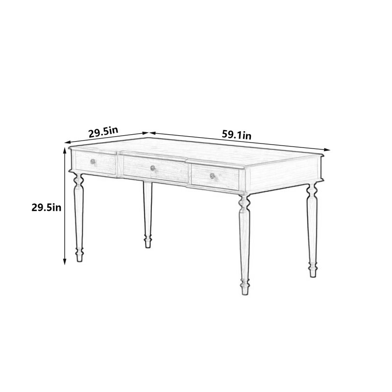Bureau en bois massif rétro noyer noir