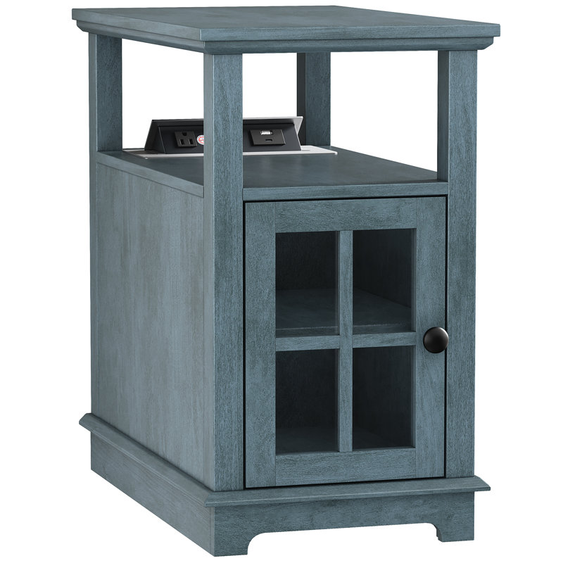 Roseannah 23.6" Tall Nightstands with Storage and Built-in Outlets, Blue