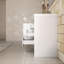 Meuble-lavabo simple 48 po avec plateau en pierre blanc brillant, 3 tiroirs, 2 portes, moderne