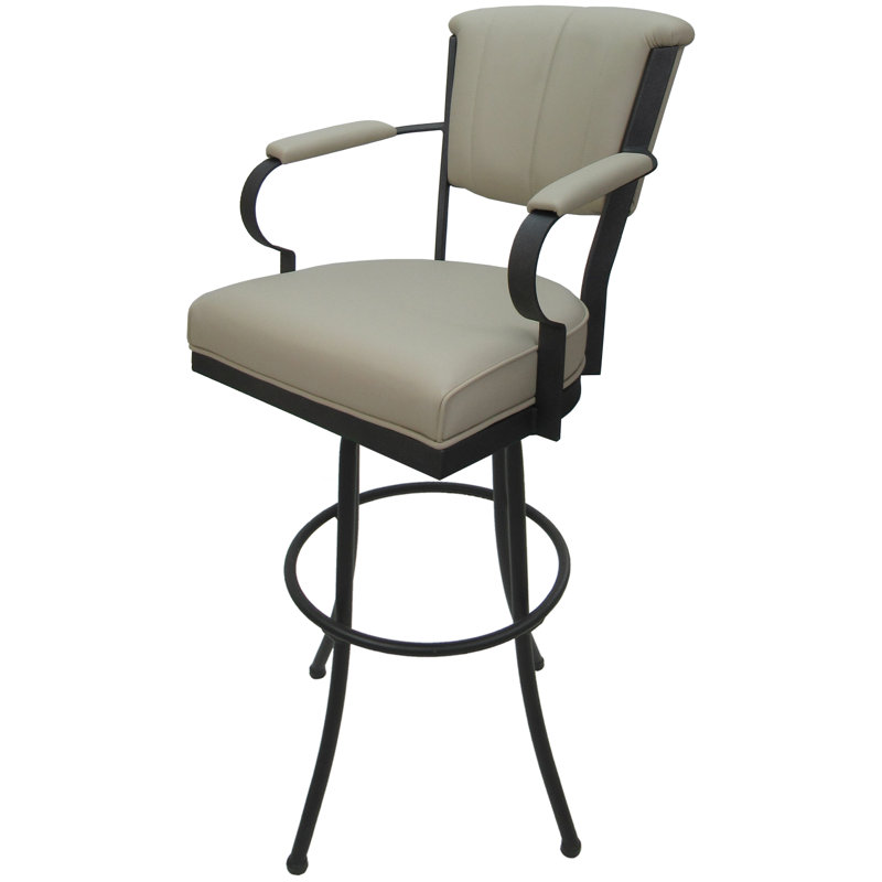 Hallah Swivel Extra Tall Stool 34" Seat, Beige/Gray