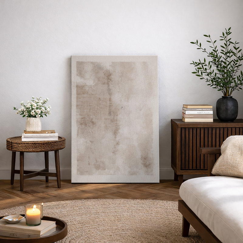 Neutral Minimalist Abstract Beige Wall Artwork, Modern Soft Tone Canvas Pictures, Framed Canvas Giclee Print Wall Art