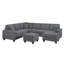 Ensemble de canapé modulaire 5 pièces Vini, 3 coussins, USB, chenille noir rembourré de mousse-132919114