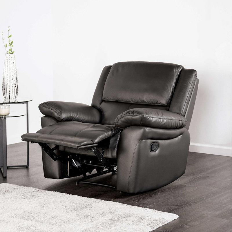 Fauteuil inclinable manuel à finition noire avec accoudoirs coussinés