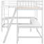 Lit mezzanine simple en L avec 2 bureaux encastrés, lit simple de couleur blanche et bois