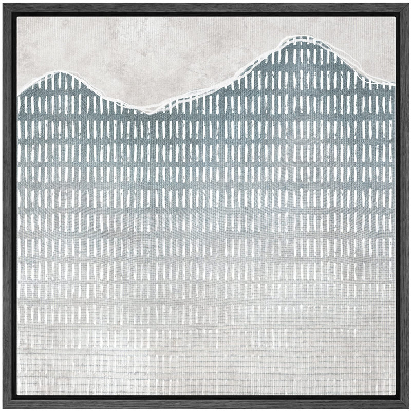 «Blue Grey Industrial Line», reproduction de cadre flottant sur toile, H 24 po x l 24 po x P 1,5 po, Cadre noir