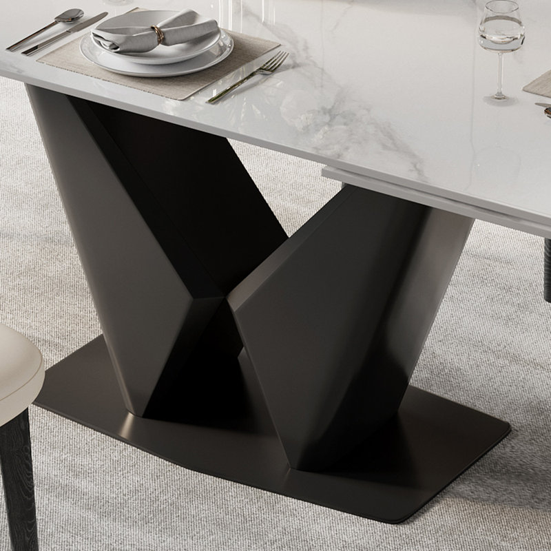 9-Piece Extendable Dining Table Set With 63-95" Rectangular Dining Table & 8 Faux Leather Chairs, 9 Pieces: Table, 8 Chairs