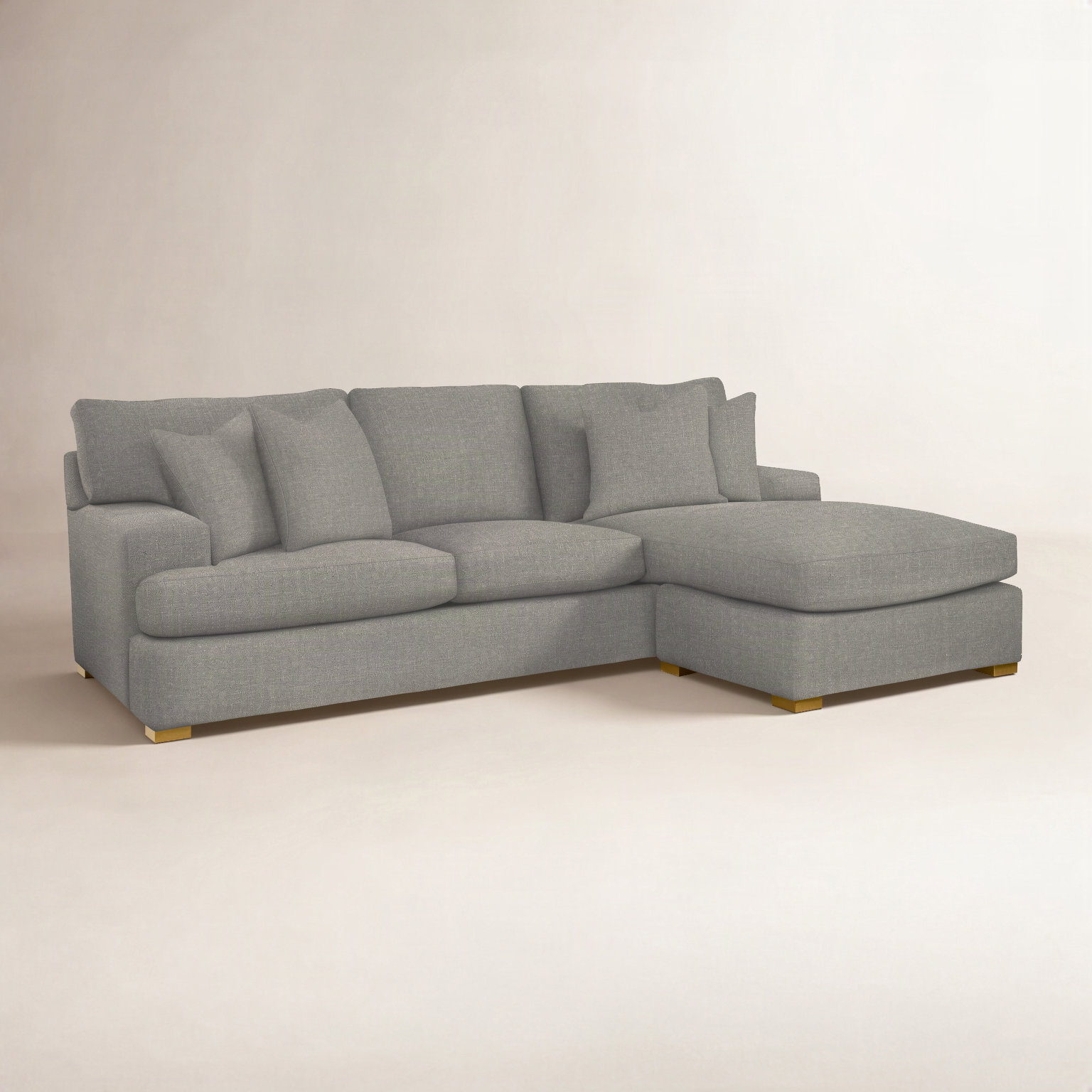Cambria Upholstered Reversible Sectional, Gray Sugar Performance; 0863-84, Havana Finish