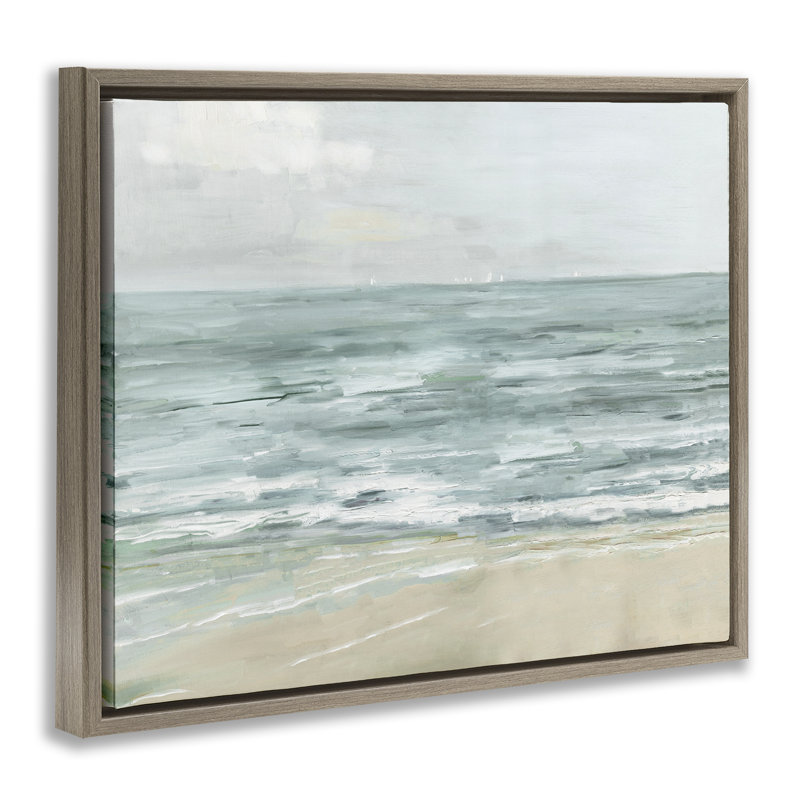 «Brossed Beach Waves», art mural encadré par Sally Swatland, Cadre flottant orme Montalcino, H 17 po x l 21 po
