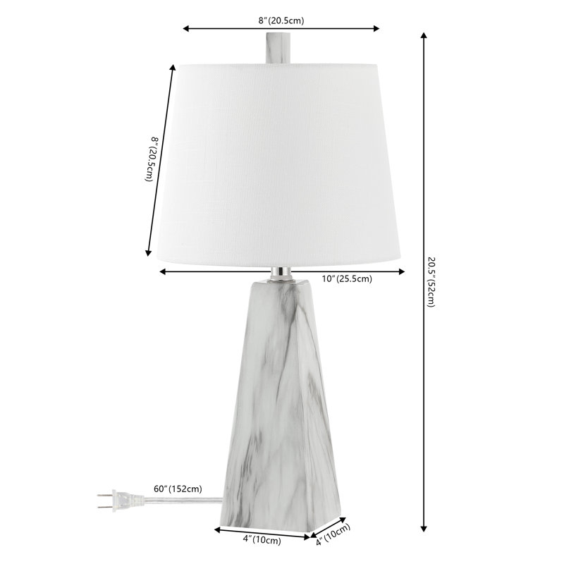 Lampe de table en résine Jiliana, Marbre blanc