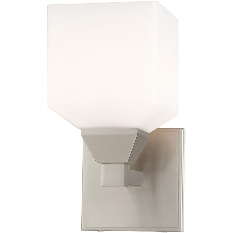 4.75in 1-Light Wall Sconce, White Glass Shade - Stylish and Elegant Fixture, Brushed Nickel