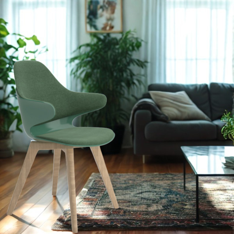 We’re it Nola Mid-Century Modern Accent Chair for Home and Office - Wood Frame, Upholstered Seat & Back, Green, Green Fabric