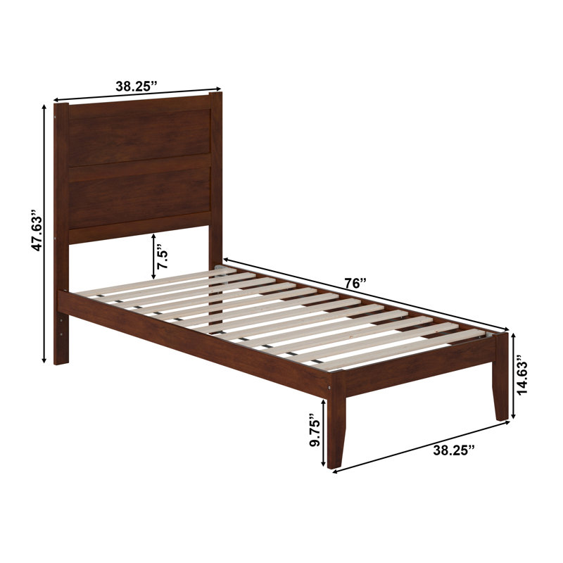  Lit plateforme en bois massif Teo, Lit simple, Noyer