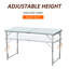 Table de camping pliante de 47 po avec hauteur réglable, table portable légère avec poignée de transport, table de camping pliante pour l'extérieur