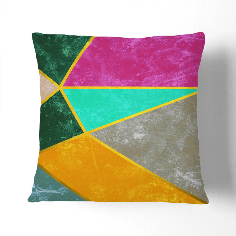 Modern Shapes With Gold Indoor / Outdoor Square Throw Cushion, 55cm H x 55cm W x 20cm D