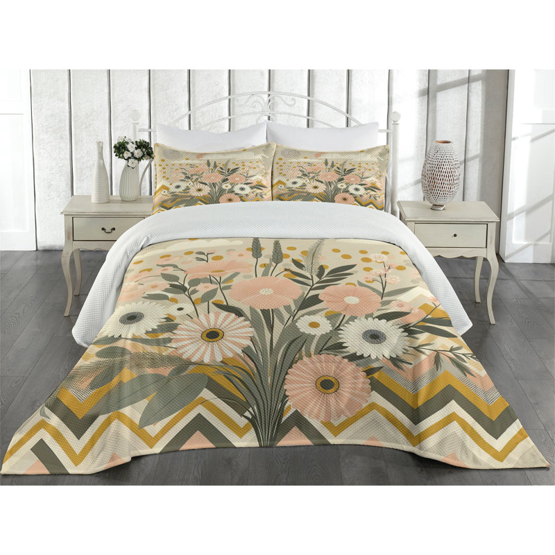 Polyester Floral Coverlet, King Coverlet + 2 Standard Shams