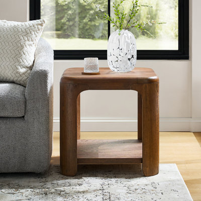 Waynesville Dimarco Modern 22" W Square Solid Wood End Table with Lower Storage Shelf