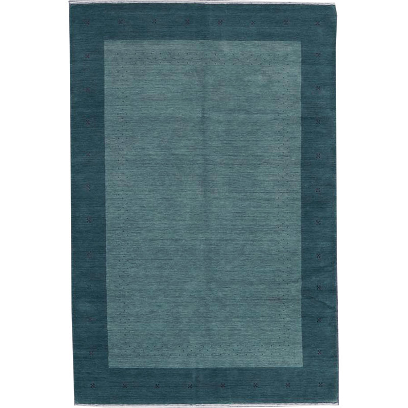 Gabbeh Wool Area Rug in Dark Green/Green