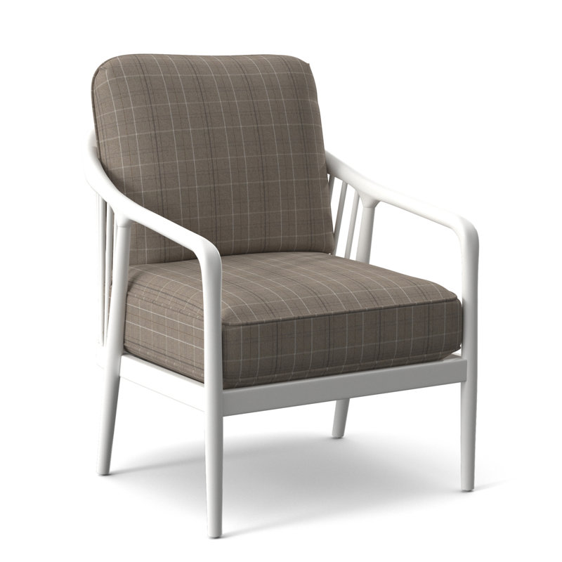 Guinevere Armchair, Taupe Plaid; 0126-73, Frost White